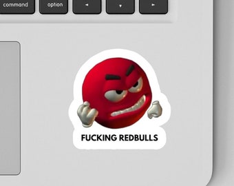 F*CKING REDBULLS Formula 1 sticker red emoji angry emote from F1 world Red Bull Ferrari funny sticker for fans laptop water bottle