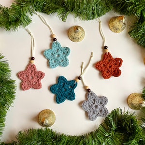 Star Ornaments Set of 5 Christmas Tree Handmade Ornaments in Boho Style