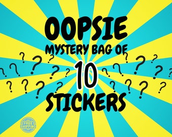 Oopsie Vinyl Sticker Mystery Pack, 10 Unique Cartoon Stickers