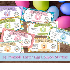 Easter Bunny Bucks Printables, Easter Play Money, Easter Egg Filler, Easter Coupons, Easter Activity, Instant Download