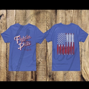 Fightin Phils with American Flag Premium T-Shirt, Retro Vintage Style