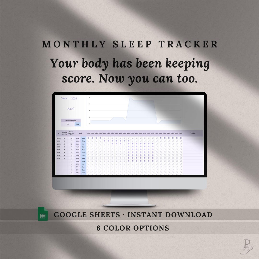 Monthly Sleep Tracker Google Sheets | Visual Sleep Pattern Graph ...