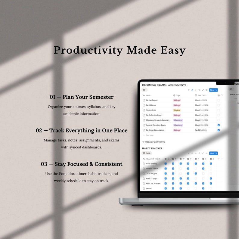 Student Notion Dashboard Dark Academia Template: College Study Planner ...
