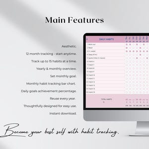 Google Sheets Habit Tracker Spreadsheet Aesthetic Template, Daily ...