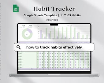 Google Sheets Habit Tracker Spreadsheet Aesthetic Template, Daily ...