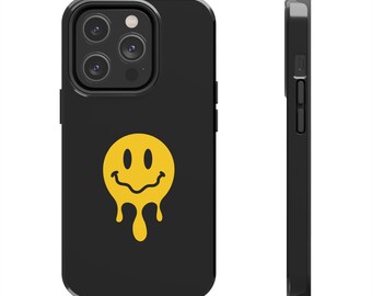 Fun Phone Case | Melting Yellow Smiley Face Phone Case | Impact Resistant | Compatible with Multiple iPhone Models