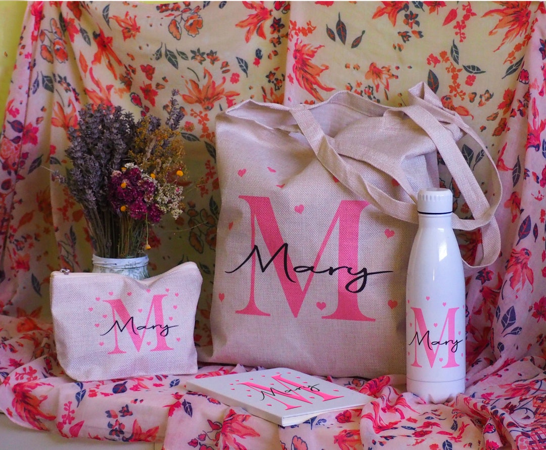 Personalized Set Tote Bag Water Bottle Toiletry Bag and Etsy