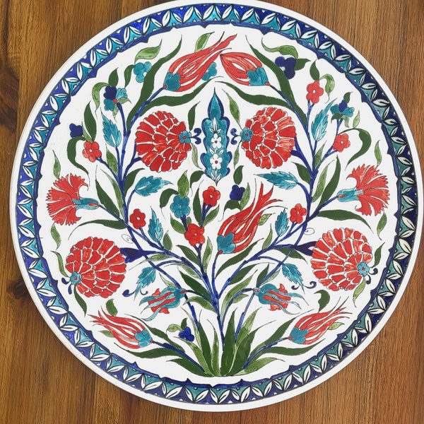 Handmade Armenian Jerusalem Ceramics Floral Plate