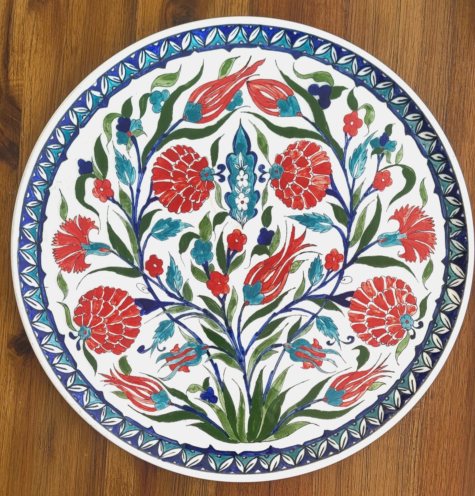 Jerusalem Pattern Handmade Armenian Jerusalem Ceramics Floral Plate - Etsy