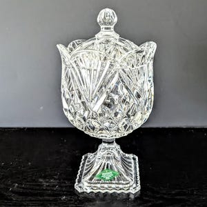 Shannon Crystal Pineapple Footed Candy Dish with Lid. By Godinger