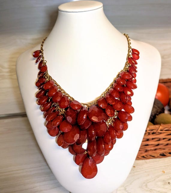 4 Red Statement Necklaces. - image 2