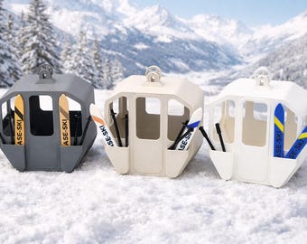 Miniature Ski Set Equipment | Decoration | Gondola Accessories | Skis and Ski Poles | Elf Door Elf | Winter Landscape Matte Colors