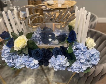 Exhibición de velas para dulces dieciséis inspirada en Cenicienta