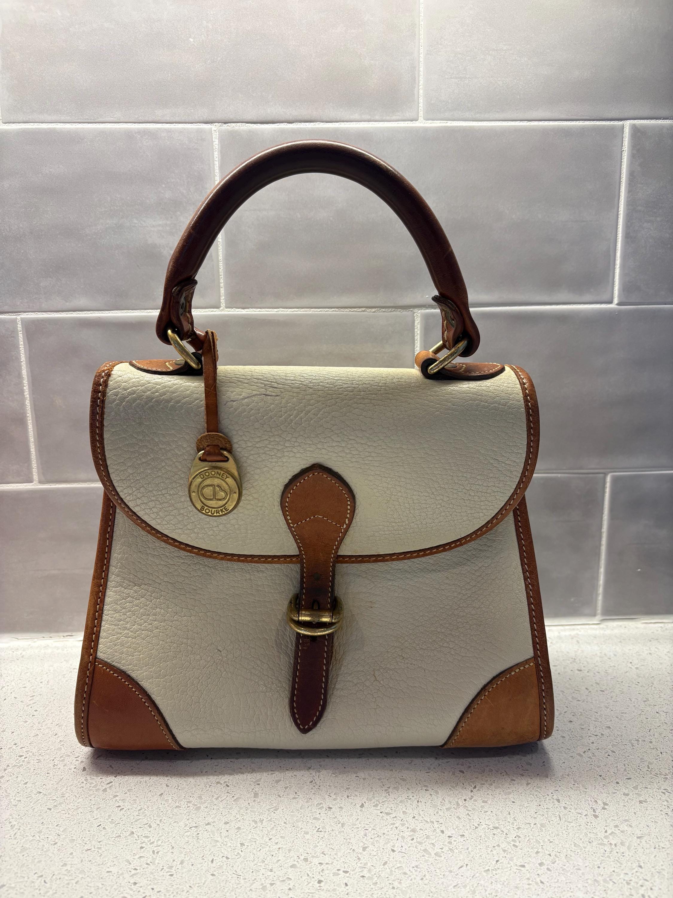 Vintage Dooney and Bourke Creme Und Braune Ledertasche mit Griff