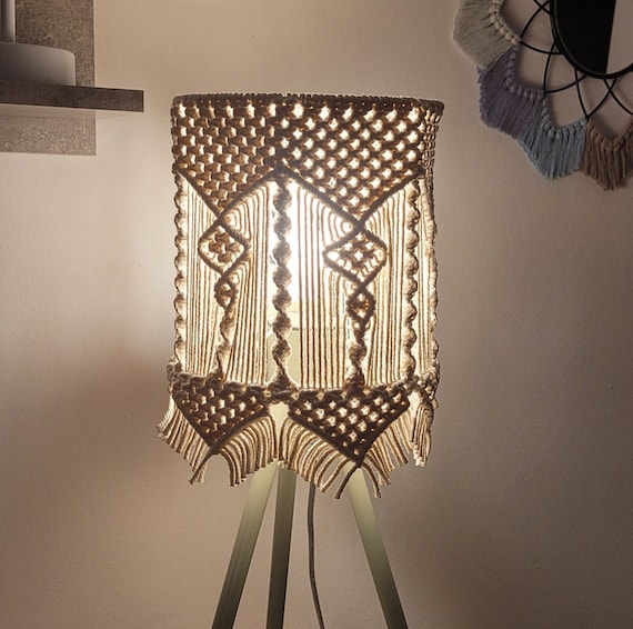 Makramee Lampenschirm für Stehlampe Boho Wohnzimmer Dekoration