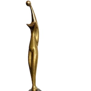 Vintage Large Bronze Sculpture, Abstract Female Figure. Sculptural Minimalism. Europe, 20th Century. Bronze Female Statue, Abstract Art