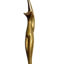 Vintage Large Bronze Sculpture, Abstract Female Figure. Sculptural Minimalism. Europe, 20th Century. Bronze Female Statue, Abstract Art