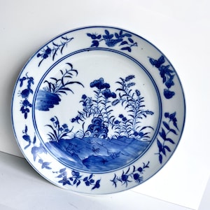 Vintage Porcelain Bowl with Blue and White Floral Pattern, Floral Motifs, Hand Painted, Asian Japanese Style. Souvenir Gift for Her, Unique