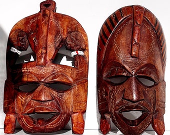 マサイ族のマスクセット、ヴィンテージアフリカンマスク。伝統的な