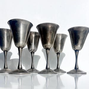 Vintage Rare Set of 6 Silver Plated Wine Goblets Bolcona 2R SILVERPLATE ITALY, 1950&#39;s Vintage, Silver Plated Brass, Italian Wedding Gift