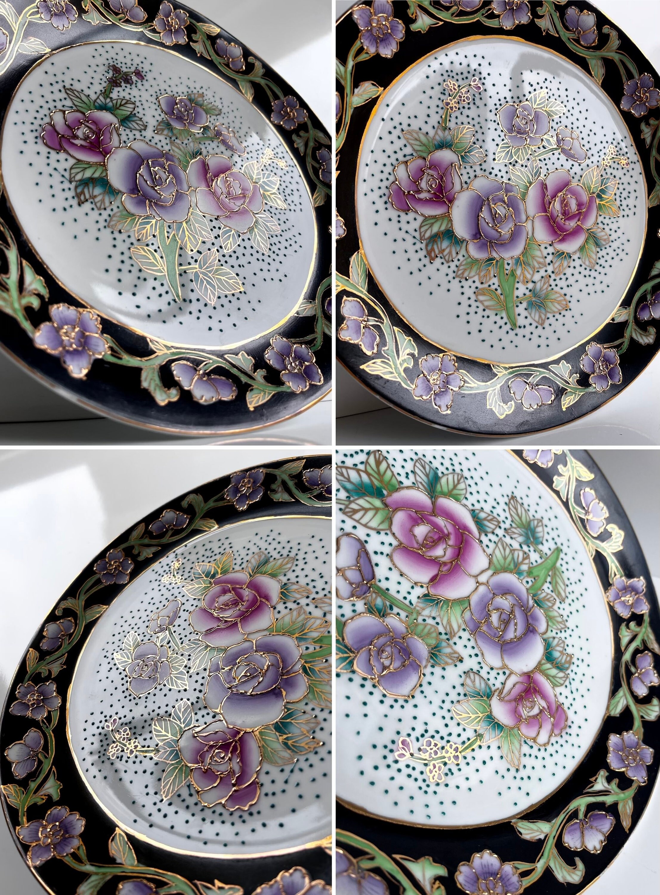 専用　中国 皿 飾皿 陶磁 陶芸 ヴィンテージの中国製磁器皿、手描きの皿、花柄の皿、中国製磁器
