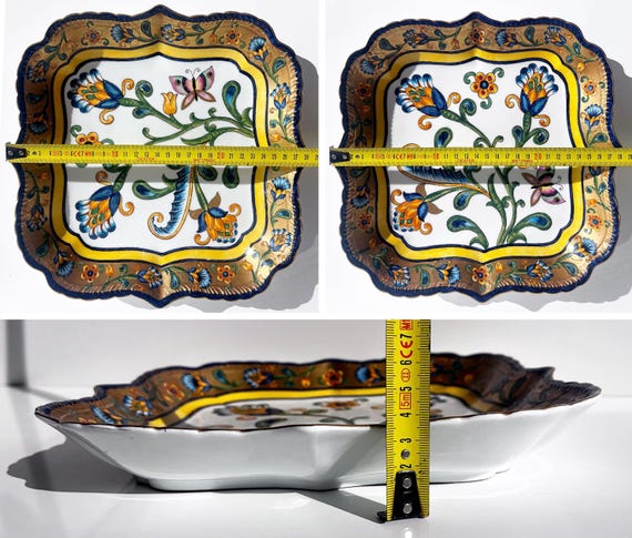 ヴィンテージのイタリア・ファエンツァ製陶器皿、手描きのマヨリカ焼き