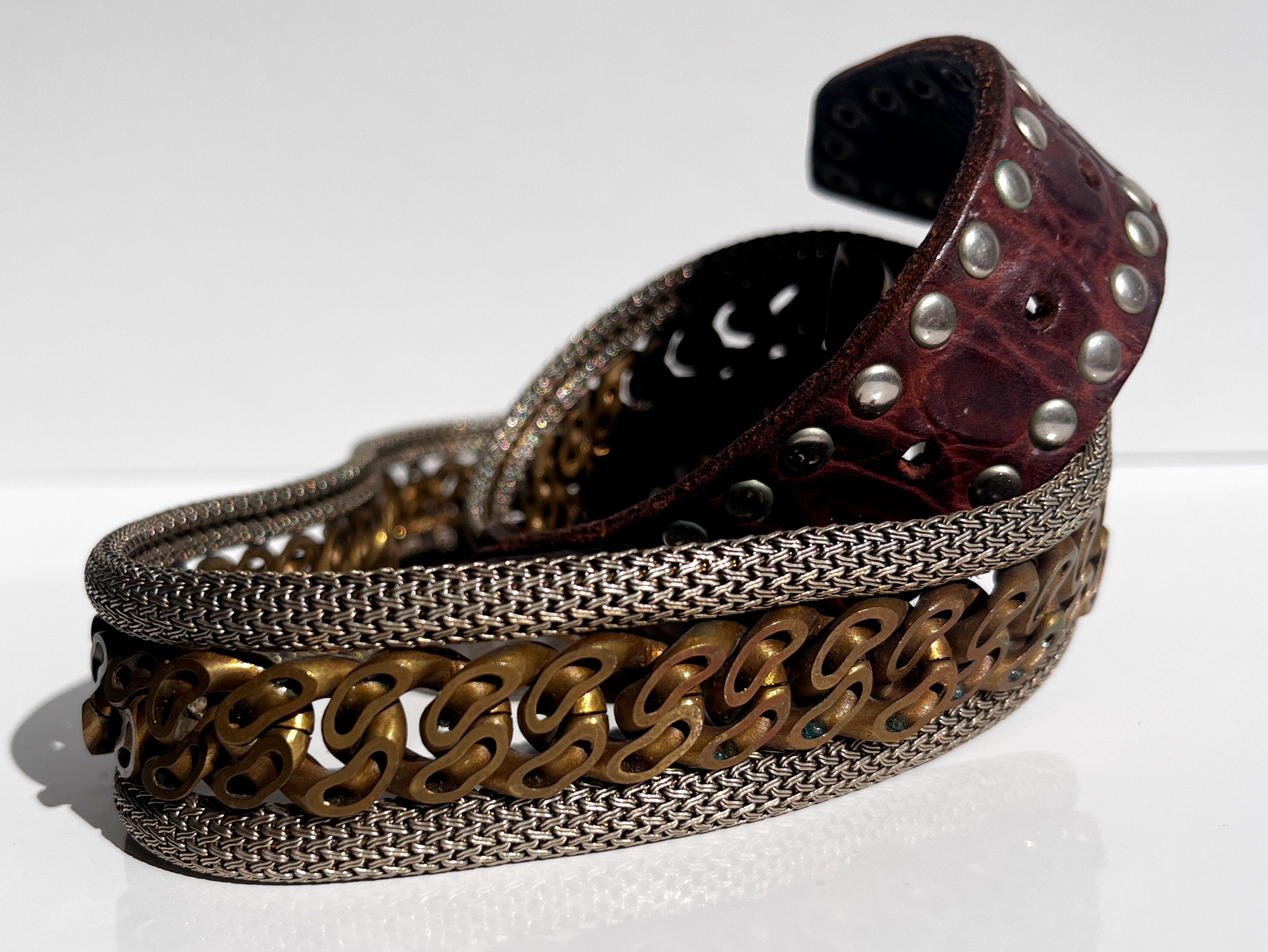 Ceinture Vintage Nanni Italie - Maille Métal Avec Perles, Taille XS/S, Occasion Très Bon État
