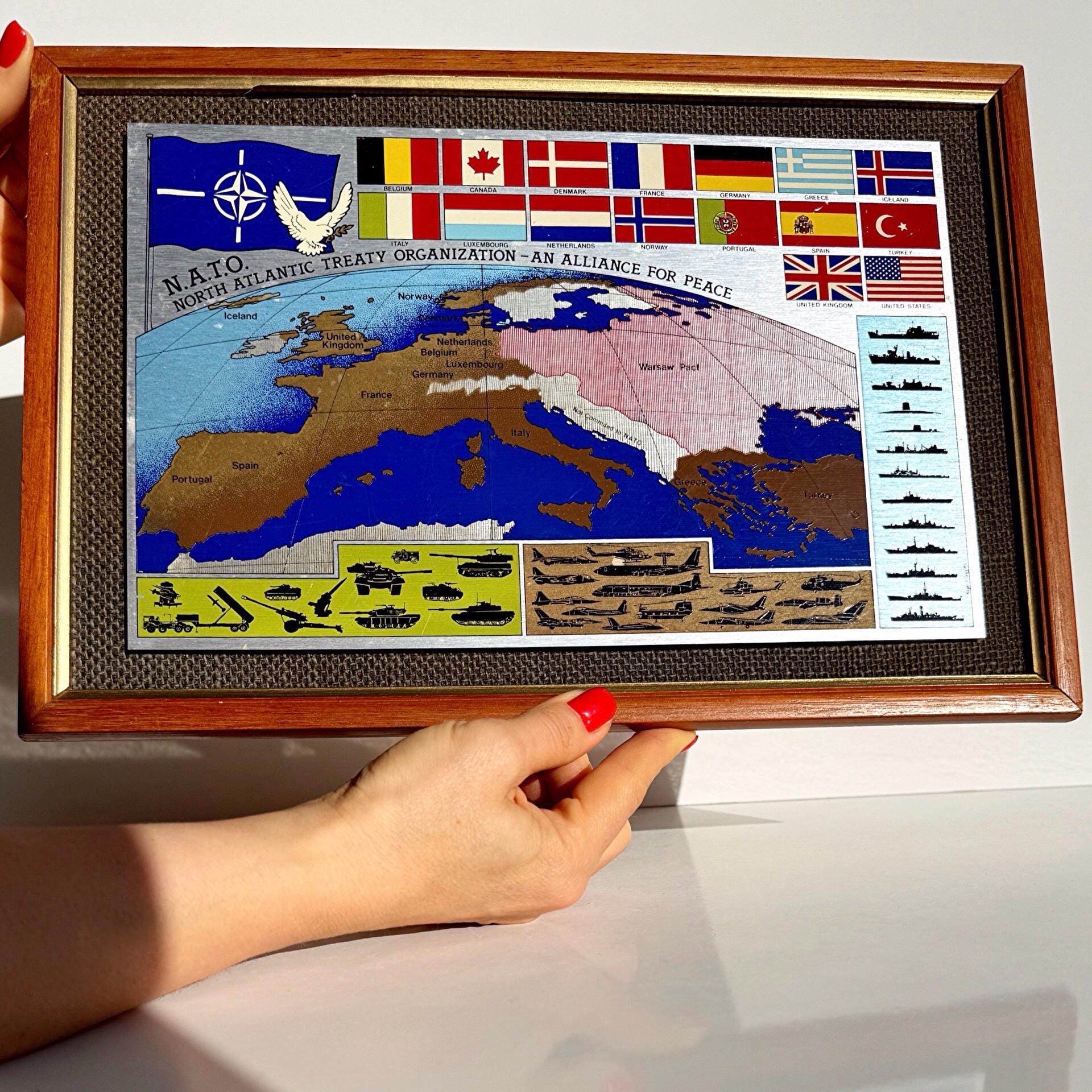 Cold War Europe Map NATO Warsaw Pact Framed Wall Art, Military ...
