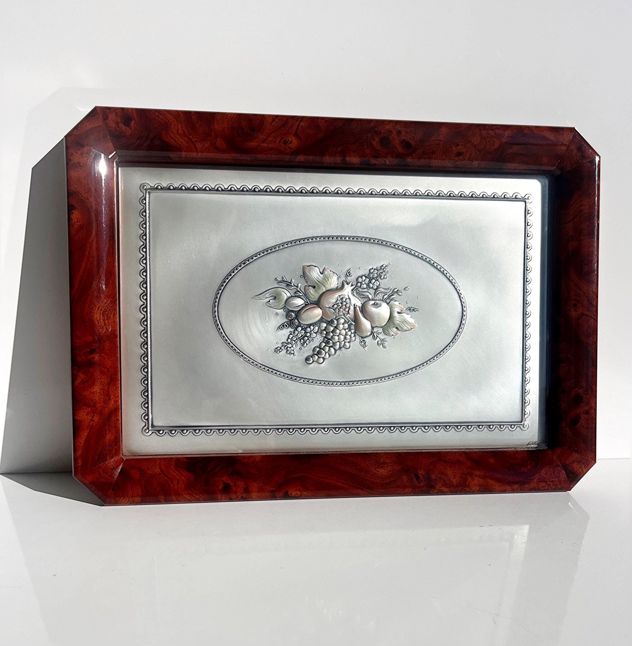 銀版画　イタリア製　　Silver art made in Italy 銀925 Rare Vintage Italian 925 Sterling Silver Fruit Bouquet Sign by