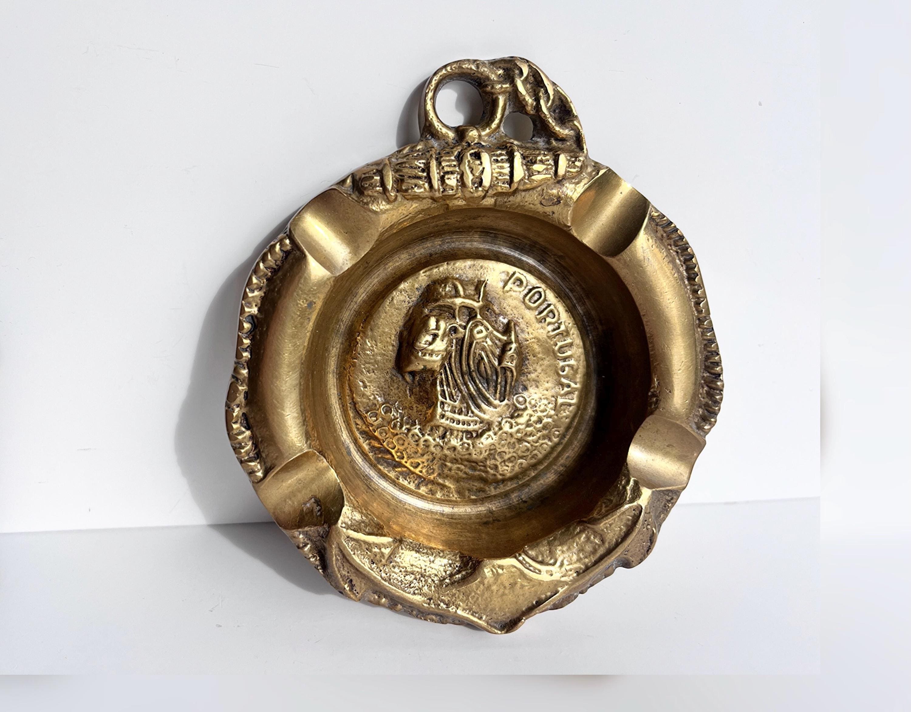 Vintage Bronze Ashtray With Anchor Decor With a Ship Design 