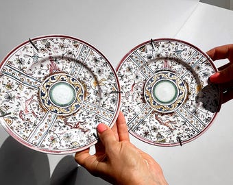 ヴィンテージの手描きコニンブリガ陶器壁掛けプレート、ポルトガル