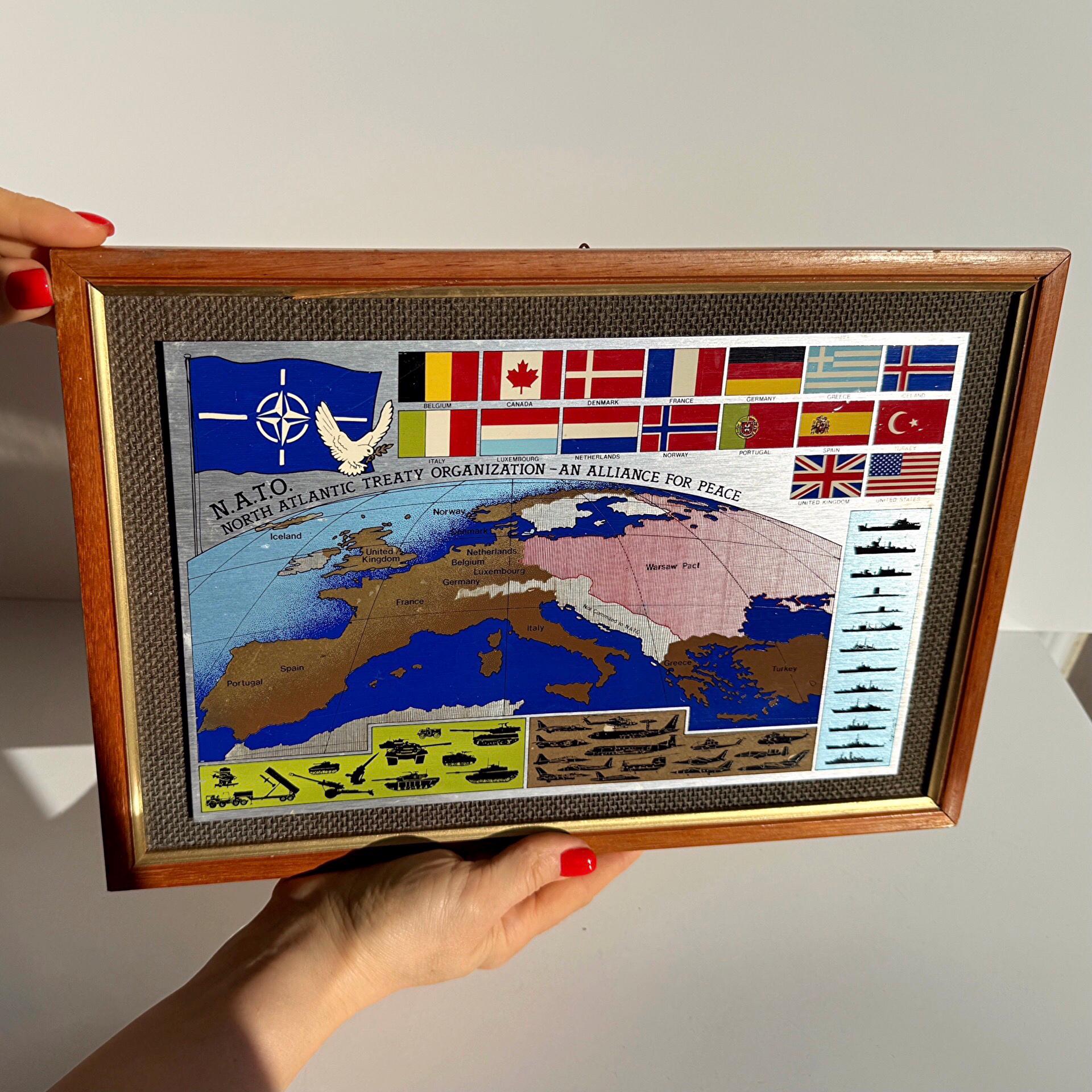 Cold War Europe Map NATO Warsaw Pact Framed Wall Art, Military ...