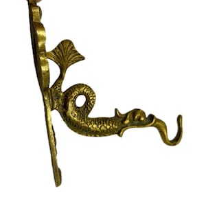 Antique Brass Wall Hook - Dolphin or Sea Dragon Design. Europe, Circa 1880-1920.