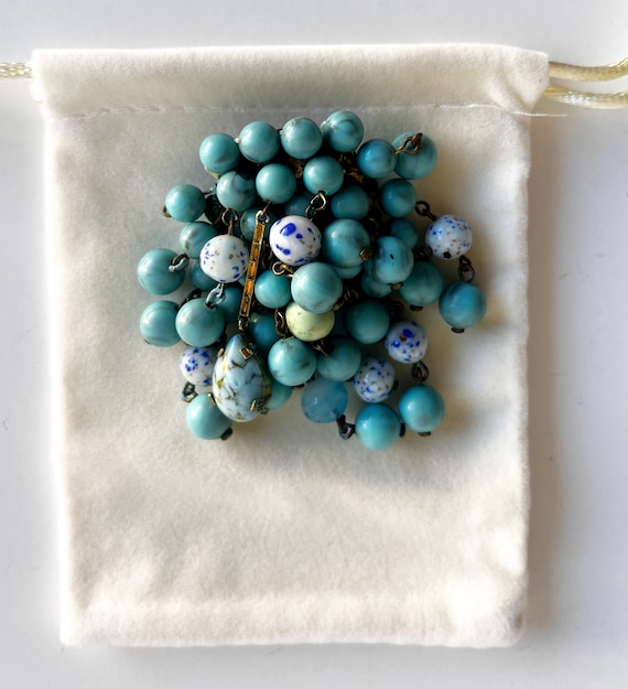 BROCHE VINTAGE METAL Dore Turquoise Ref E882 EUR 15,00 - FR