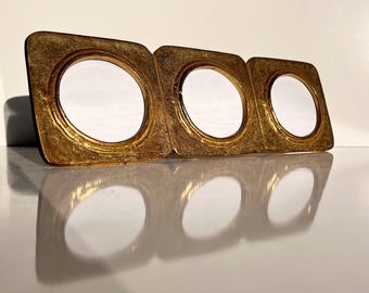 Vintage Triple Brass Photo Frame Minimalist Style. Metal Triple Photo Frame Family Photo Frame Metal Picture Frame, Bedroom Decor Home. Gift