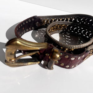 Vintage Nanni Belt, Italian Belt, Women&#39;s Brown Leather Belt with Metal, 80&#39;s Belt, Waist Belt, Vintage Women&#39;s Belt, Made in Italy