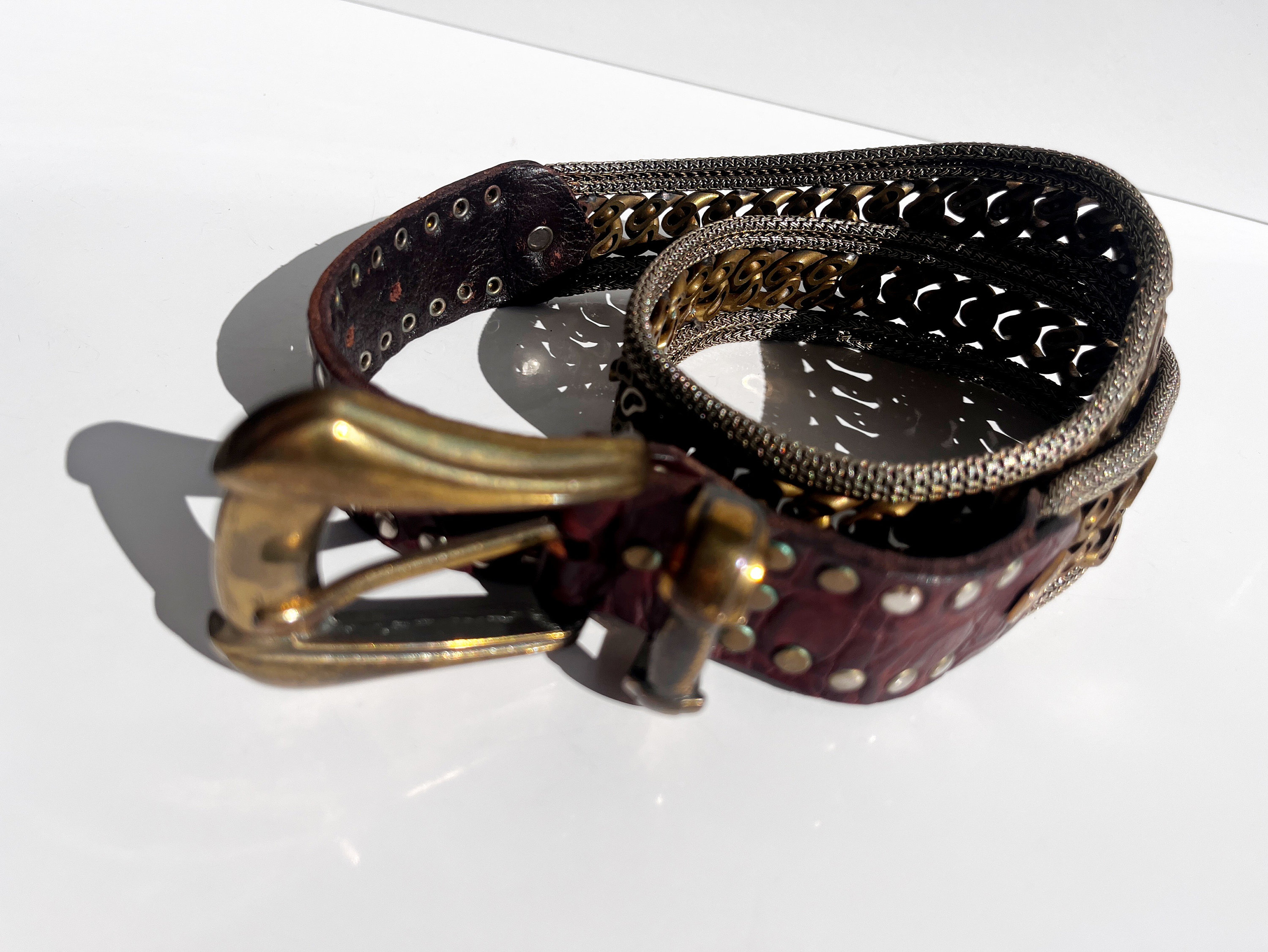 nanni 革 ベルト 80/32 USED（1） Vintage Nanni Belt, Italian Belt, Women's Brown Leather Belt