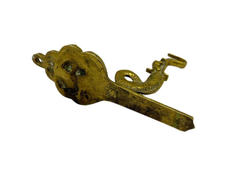 Antique Brass Wall Hook - Dolphin or Sea Dragon Design. Europe, Circa 1880-1920.