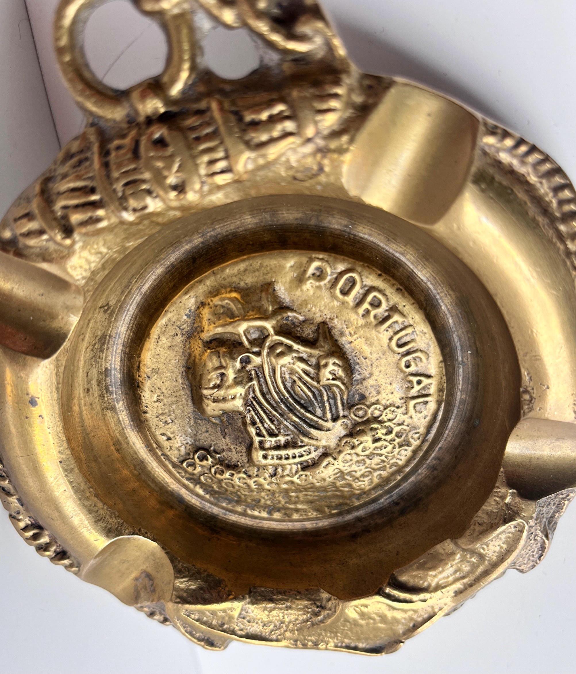 Vintage Bronze Ashtray With Anchor Decor With a Ship Design 