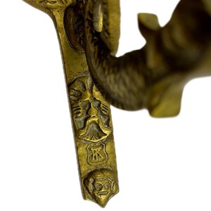 Antique Brass Wall Hook - Dolphin or Sea Dragon Design. Europe, Circa 1880-1920.