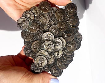 Vintage Portuguese royal medallion display base, bronze-tone mid-century pedestal with monarch portraits, historical collectible art object