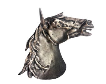 P.Delaune ブロンズ　灰皿　小物入れ　アート　彫刻　欧州 ヴィンテージ デンマーク製 ブロンズ 馬頭灰皿 - アールデコ調 小物