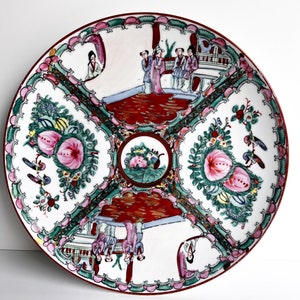 Vintage Chinese Famille Rose Plate, Hand Painted Chinese Porcelain Plate Asian Decor, Chinoiserie, Rare Oriental Decor Souvenir gift, unique