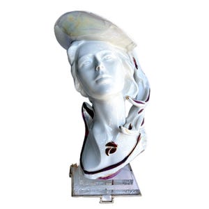 Scultura in porcellana rara da collezione, busto in porcellana di una ragazza, statuetta in porcellana, statuetta in porcellana in stile Art Déco Galos Porcelanas Gift