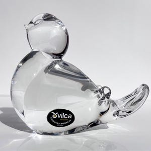 Vintage Vilca Italy crystal bird sculpture, lead crystal glass figurine, 24% leaded Italian glass, 1970s decor, rare collectible art piece
