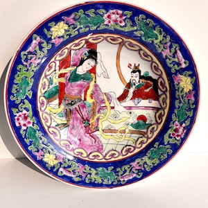 Vintage Hand Painted Chinese Plate Made in Macau Chinese Ceramics Asian Home Decor Oriental Porcelain Souvenir Gift for Her Unique Plate