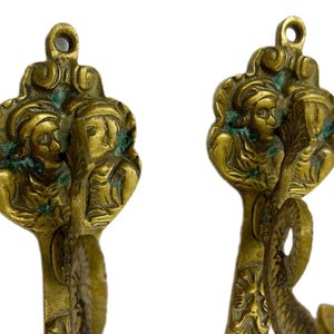Antique Brass Wall Hook - Dolphin or Sea Dragon Design. Europe, Circa 1880-1920.