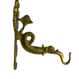 Antique Brass Wall Hook - Dolphin or Sea Dragon Design. Europe, Circa 1880-1920.