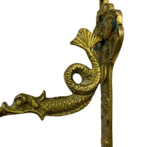 Antique Brass Wall Hook - Dolphin or Sea Dragon Design. Europe, Circa 1880-1920.