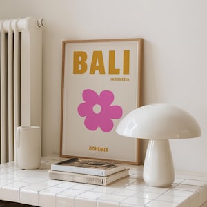 Bali Indonesia Art Print, Colorful Travel Print, Bali Poster, Bohemia Poster, Bali Travel Art Print, Flower Art, Digital Download